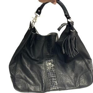 Abercrombie & Fitch Large Black Croc Embossed Vegan Leather Weekend Bag